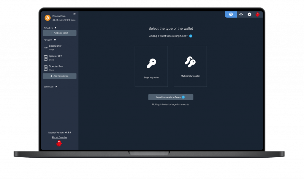 Specter Desktop Add New Wallet